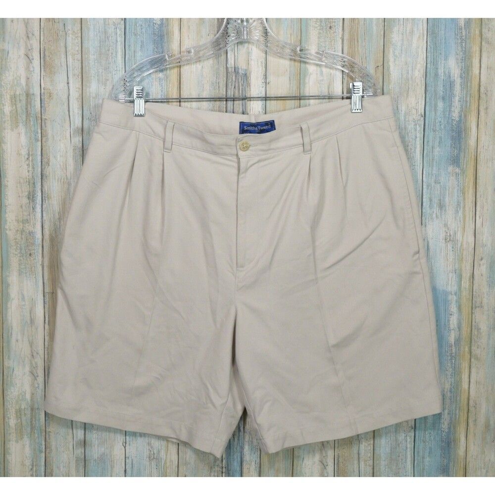 Smith & Tweed Khaki Pleated Chino Shorts Men's Size 38